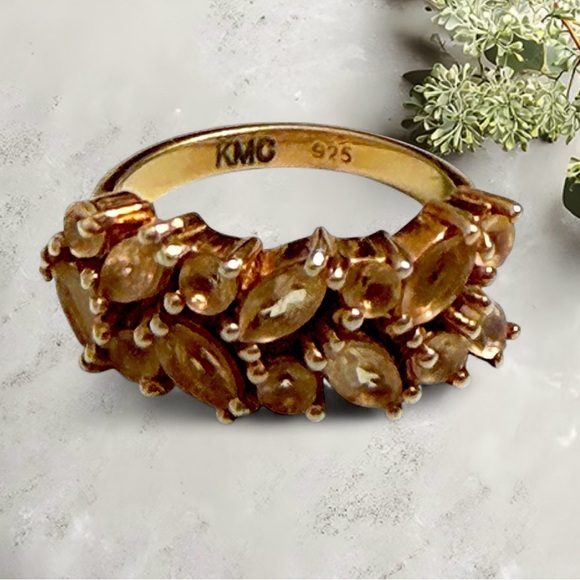 ??? Jewelry - Rose Gold-Tone Marquise Morganite Cluster Sterling Ring